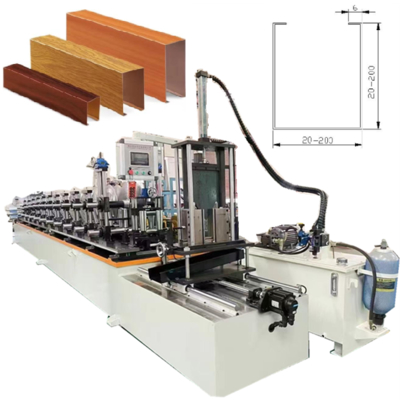Máquina laminadora de perfiles de tubos deflectores de aluminio para la fabricación de tiras decorativas para techos